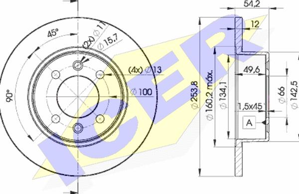 Icer 78BD5166-2 - Тормозной диск avtokuzovplus.com.ua