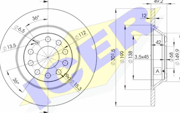 Icer 78BD5313-2 - Гальмівний диск autocars.com.ua