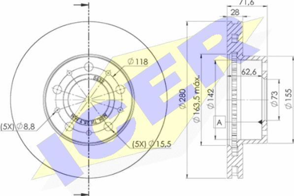 Icer 78BD5622-2 - Тормозной диск avtokuzovplus.com.ua