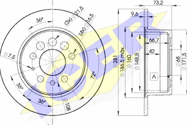 Icer 78BD5782-1 - Гальмівний диск autocars.com.ua