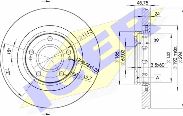 Icer 78BD5924-2 - Тормозной диск avtokuzovplus.com.ua