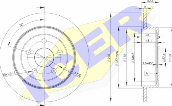 Icer 78BD6433-2 - Тормозной диск autodnr.net