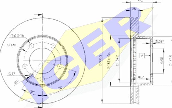 Icer 78BD6848-1 - Тормозной диск avtokuzovplus.com.ua