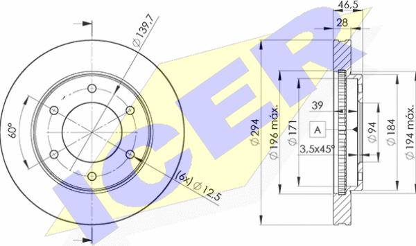 Icer 78BD7019-2 - Тормозной диск avtokuzovplus.com.ua