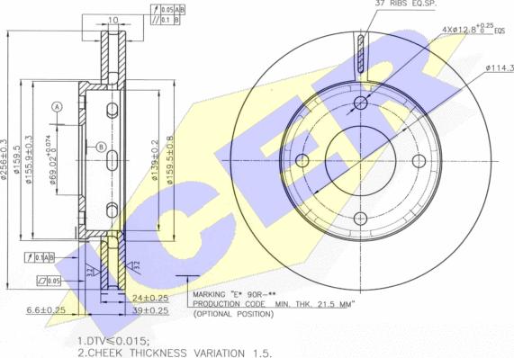 Icer 78BD7036-2 - Тормозной диск avtokuzovplus.com.ua