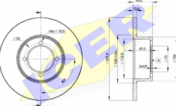 Icer 78BD7739-2 - Гальмівний диск autocars.com.ua