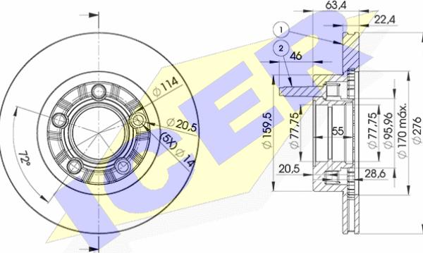 Icer 78BD7924-1 - Тормозной диск avtokuzovplus.com.ua