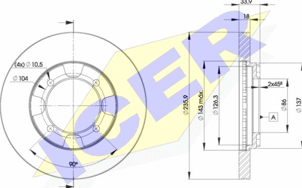 Icer 78BD8735-2 - Тормозной диск avtokuzovplus.com.ua