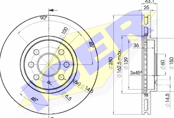 Icer 78BD9007-2 - Гальмівний диск autocars.com.ua