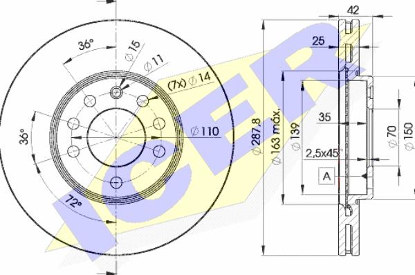 Icer 78BD9043-2 - Гальмівний диск autocars.com.ua