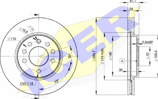 Icer 78BD9047-2 - Тормозной диск avtokuzovplus.com.ua