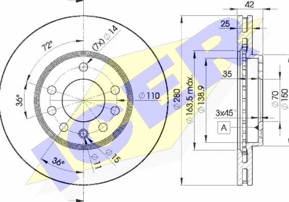 Icer 78BD9060-2 - Гальмівний диск autocars.com.ua