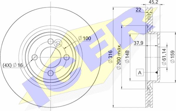 Icer 78BD9065-2 - Тормозной диск avtokuzovplus.com.ua