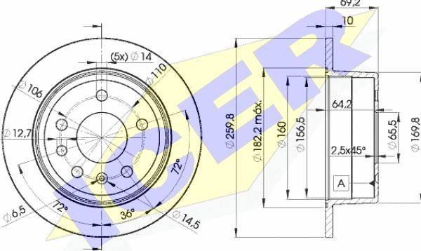 Icer 78BD9105-2 - Тормозной диск avtokuzovplus.com.ua