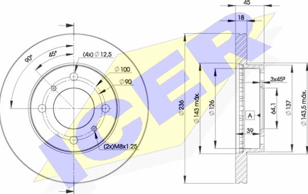 Icer 78BD9282-2 - Тормозной диск avtokuzovplus.com.ua