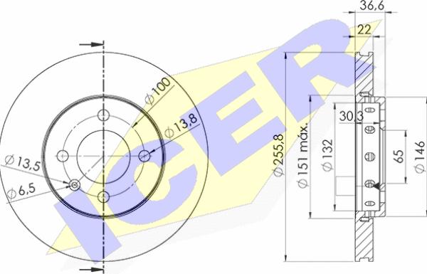 Icer 78BD9614-2 - Тормозной диск avtokuzovplus.com.ua