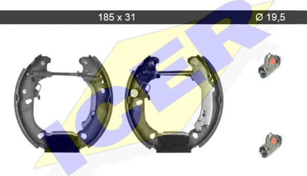 Icer 79KT0009 C - Комплект гальм, барабанний механізм autocars.com.ua