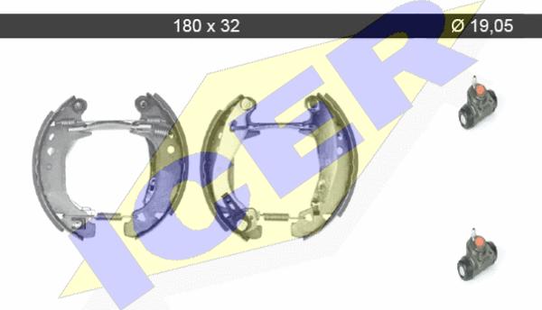 Icer 79KT0063 C - Комплект гальм, барабанний механізм autocars.com.ua