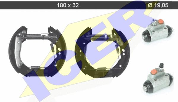 Icer 79KT0096 C - Комплект гальм, барабанний механізм autocars.com.ua