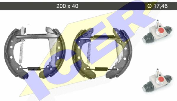 Icer 79KT0099 C - Комплект гальм, барабанний механізм autocars.com.ua