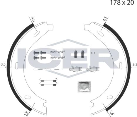 Icer 79PB4017 C - Комплект гальм, ручник, парковка autocars.com.ua