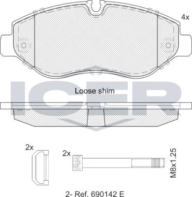 Icer LM1786 - Тормозные колодки, дисковые, комплект autodnr.net