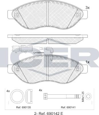 Icer LM1803 - Тормозные колодки, дисковые, комплект autodnr.net