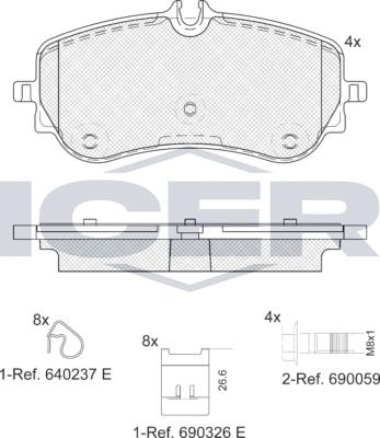 Icer LM2301 - Тормозные колодки, дисковые, комплект avtokuzovplus.com.ua