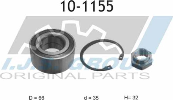 IJS GROUP 10-1155 - Комплект підшипника маточини колеса autocars.com.ua