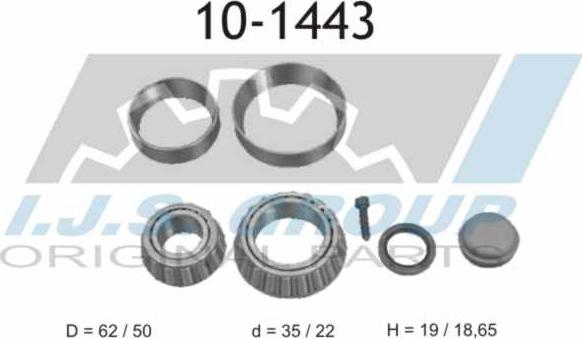 IJS GROUP 10-1443 - Комплект підшипника маточини колеса autocars.com.ua