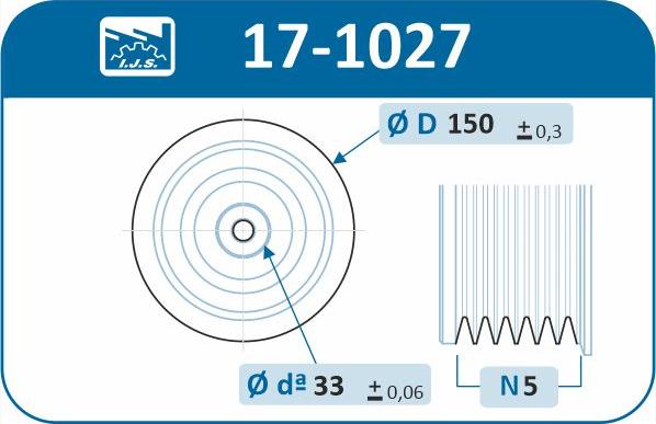 IJS GROUP 17-1027 - Ремінний шків, колінчастий вал autocars.com.ua