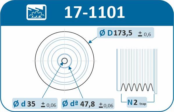 IJS GROUP 17-1101 - Ремінний шків, колінчастий вал autocars.com.ua