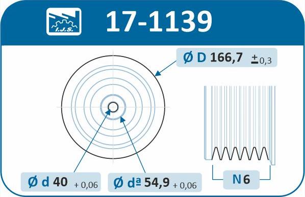 IJS GROUP 17-1139 - Ремінний шків, колінчастий вал autocars.com.ua