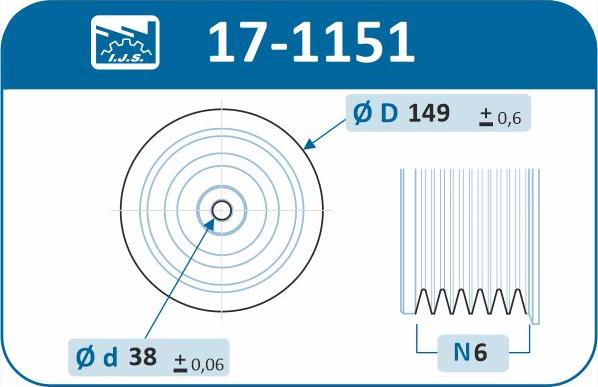 IJS GROUP 17-1151 - Ремінний шків, колінчастий вал autocars.com.ua