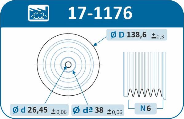 IJS GROUP 17-1176 - Ремінний шків, колінчастий вал autocars.com.ua