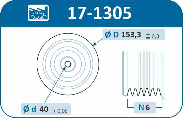 IJS GROUP 17-1305 - Ремінний шків, колінчастий вал autocars.com.ua