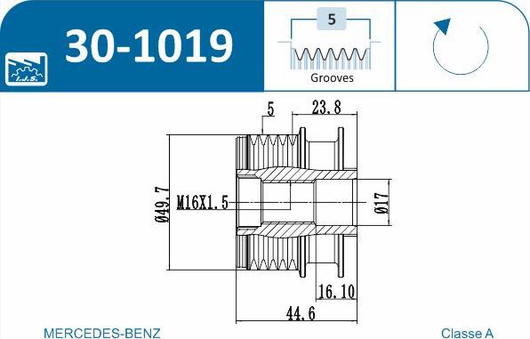 IJS GROUP 30-1019 - Шкив генератора, муфта autodnr.net