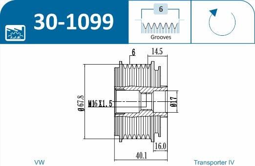 IJS GROUP 30-1099 - Шків генератора autocars.com.ua