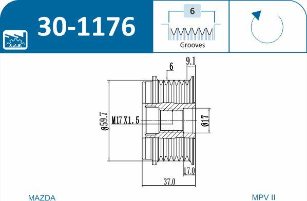 IJS GROUP 30-1176 - Шкив генератора, муфта autodnr.net