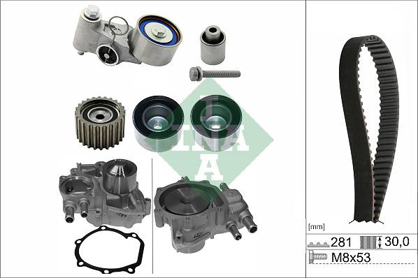 INA 530 0563 30 - Водяний насос + комплект зубчатого ременя autocars.com.ua