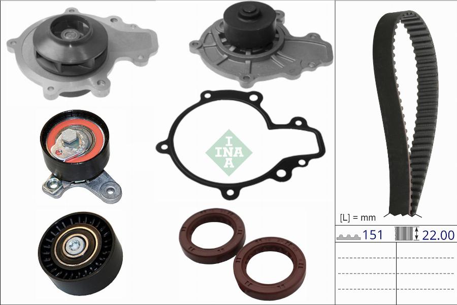 INA 530 0930 30 - Водяной насос + комплект зубчатого ремня autodnr.net