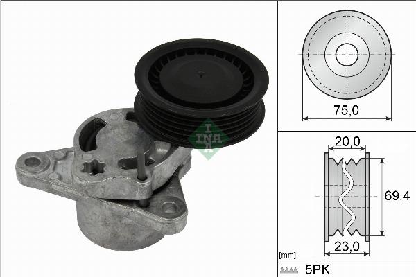 INA 534 0822 10 - Натягувач ременя, клинові зуб. autocars.com.ua