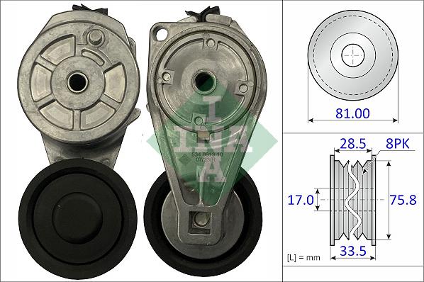 INA 534 0913 10 - Натягувач ременя, клинові зуб. autocars.com.ua