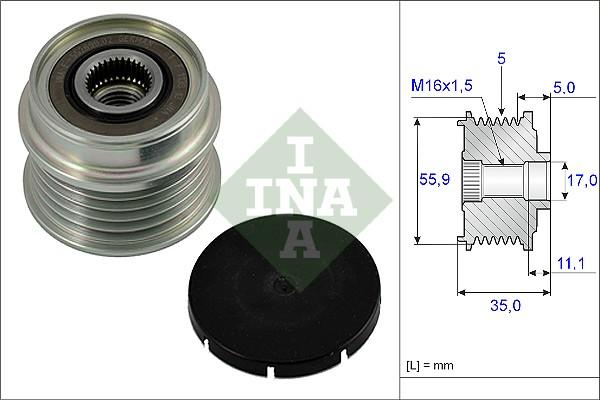 INA 535 0005 10 - Шкив генератора, муфта autodnr.net