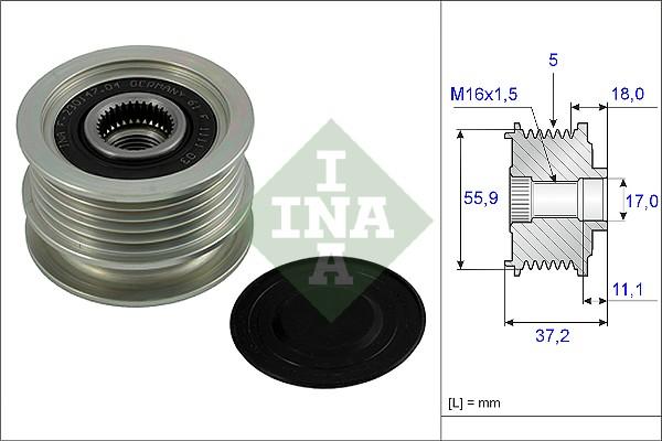 INA 535 0018 10 - Шкив генератора, муфта autodnr.net