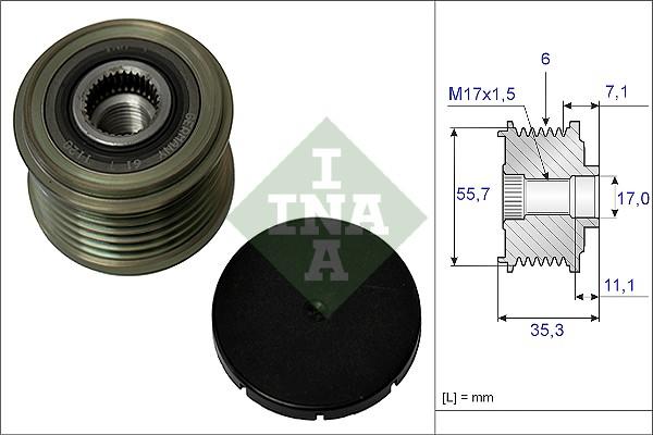 INA 535 0037 10 - Шкив генератора, муфта avtokuzovplus.com.ua