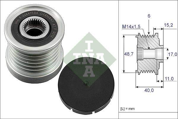 INA 535 0038 10 - Шкiв генератора autocars.com.ua