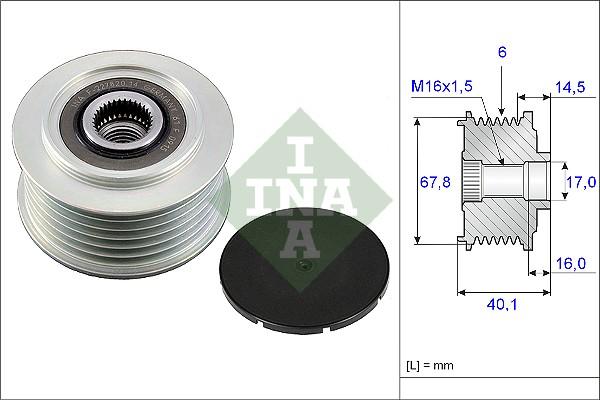 INA 535 0047 10 - Шкив генератора, муфта autodnr.net