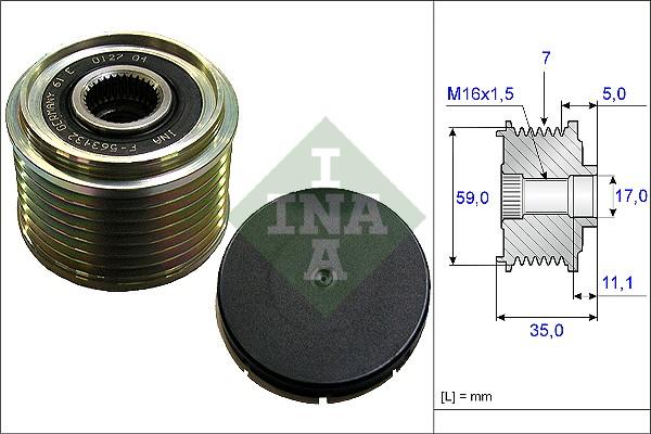 INA 535 0159 10 - Шкив генератора, муфта avtokuzovplus.com.ua