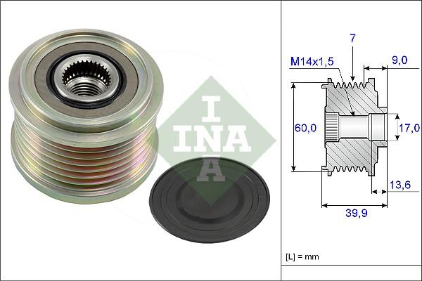 INA 535 0215 10 - Шкив генератора, муфта avtokuzovplus.com.ua